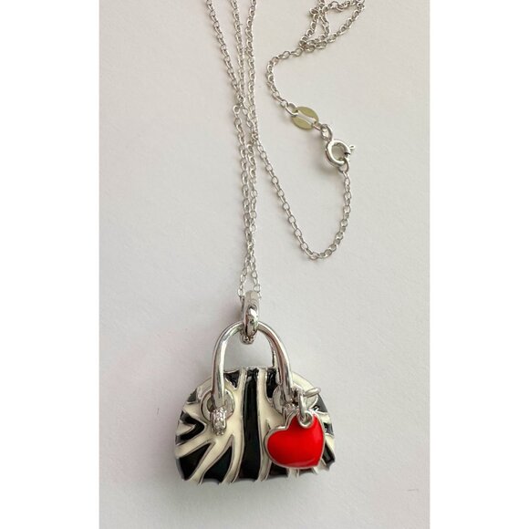 Love My Bag! Zebra Print Handbag with Heart Charm Necklace - Cute! - Picture 6 of 10